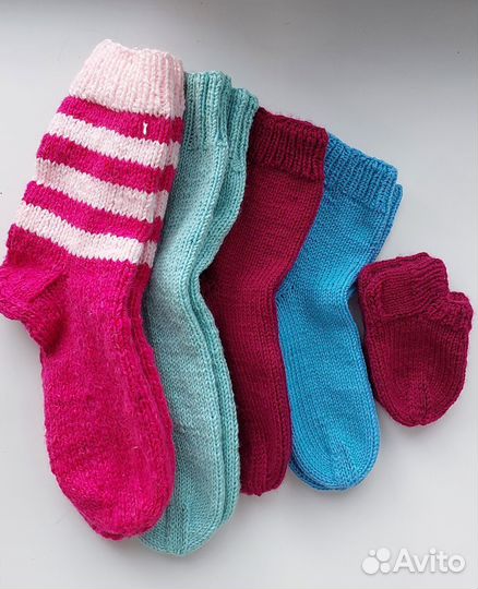 Носки вязанные детские, женские,пинетки, мужские