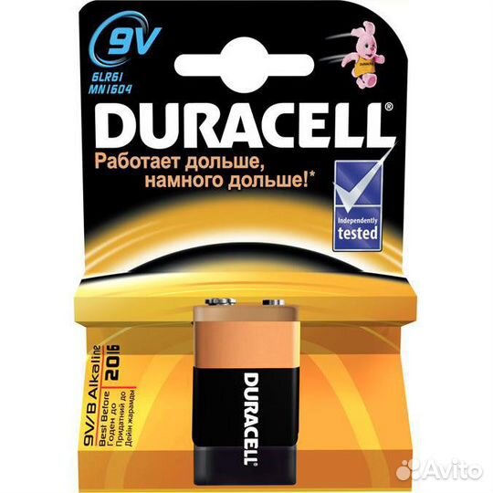 Батарейки Duracell 6LR61-1BL Basic 9V 1шт #75382