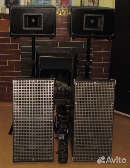 Колонки FA 2100W 4шт Рупоры Сабы Усилитель Штативы