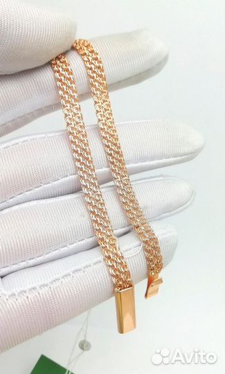 Золотой браслет Двойной бисмарк из красного золота