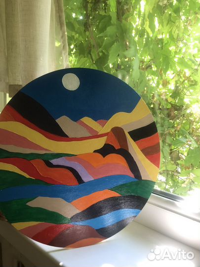 Картина акрилом на дереве