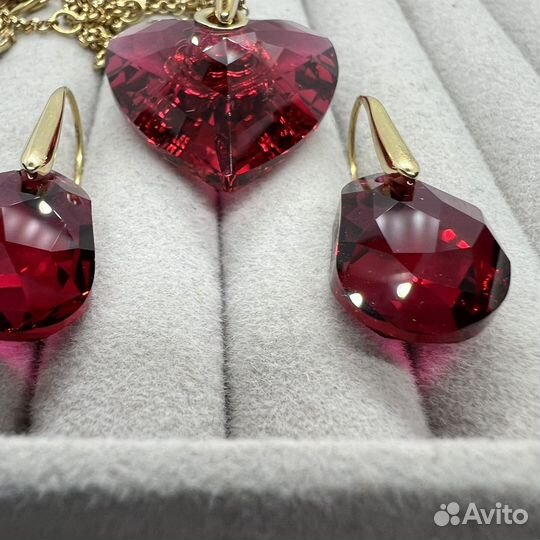 Swarovski комплект Galet серьги кулон сердце