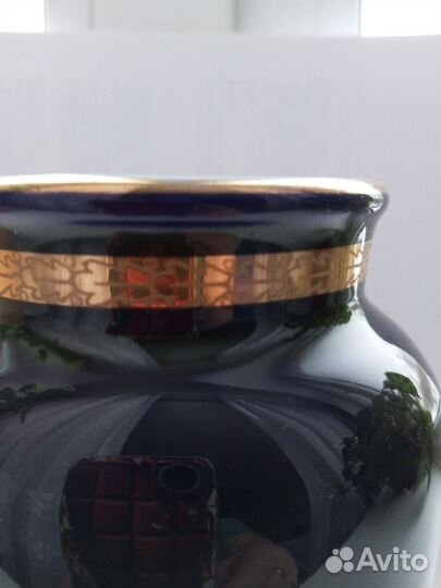 Ваза Гжель СССР кобальт с позолотой