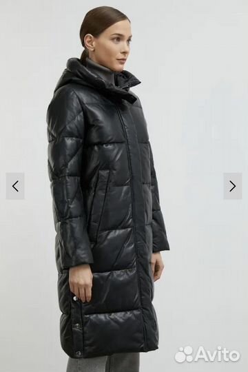 Женский кожаный пуховик 46-48