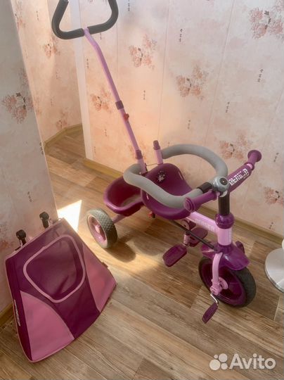Детский велосипед трехколесный с ручкой