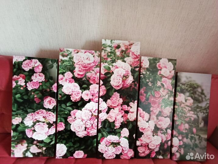 Картина модульная розы - 5 модулей