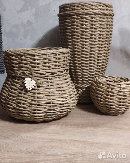 Кашпо из ротанга горшочек счастья