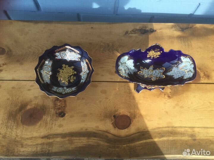 Вазы кобальт фарфор, стекло Богемия