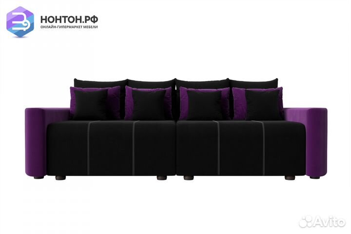 Диван еврокнижка Бристоль микровельвет черный / фи