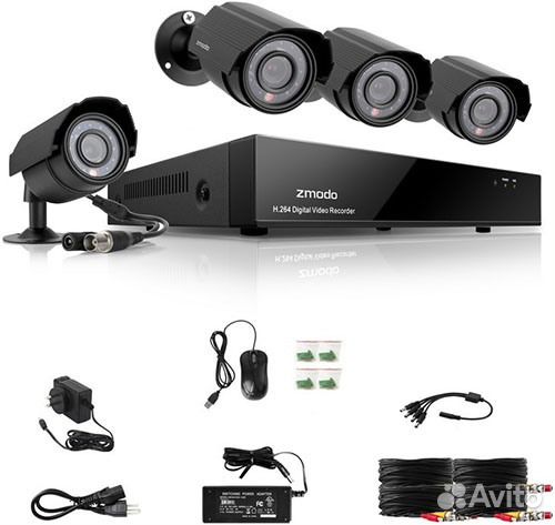 Видеонаблюдение. Комплект из 4 уличных 2мп камер