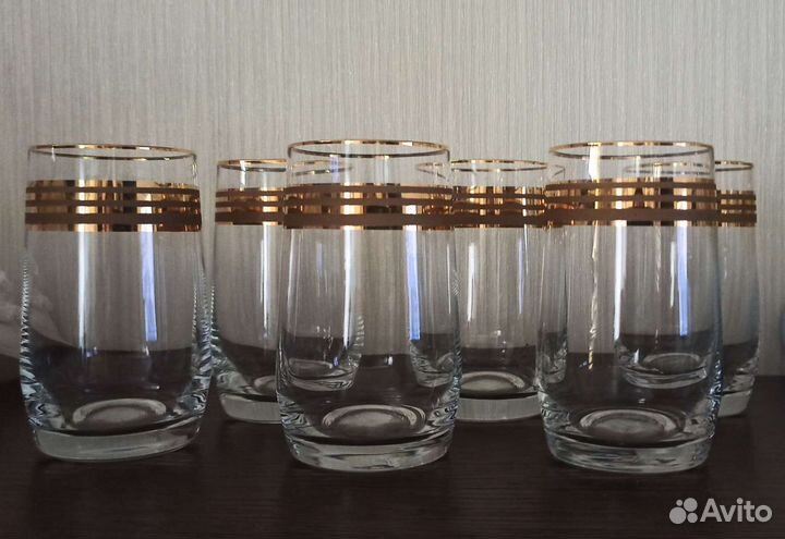 Стаканы. Стекло с позолотой.За шесть