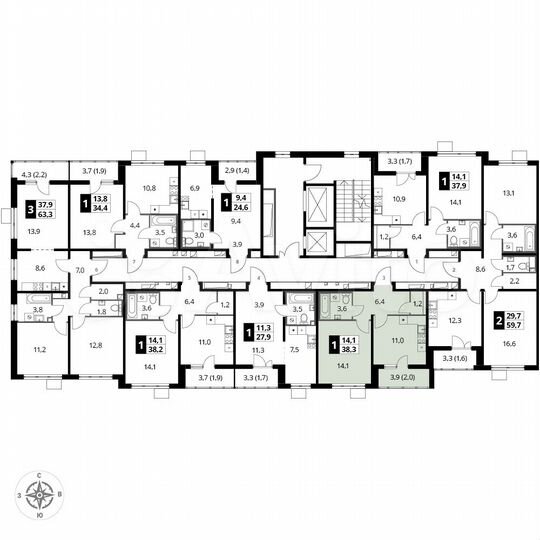 1-к. квартира, 38,2 м², 6/15 эт.