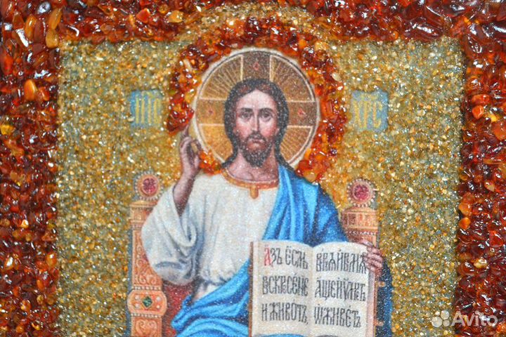 Икона в янтарной обсыпке 