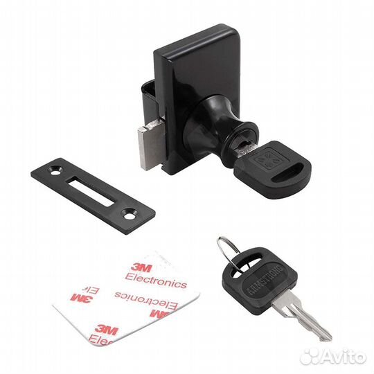 Замок-ручка для 2-х дверей, без сверления, выдвижн