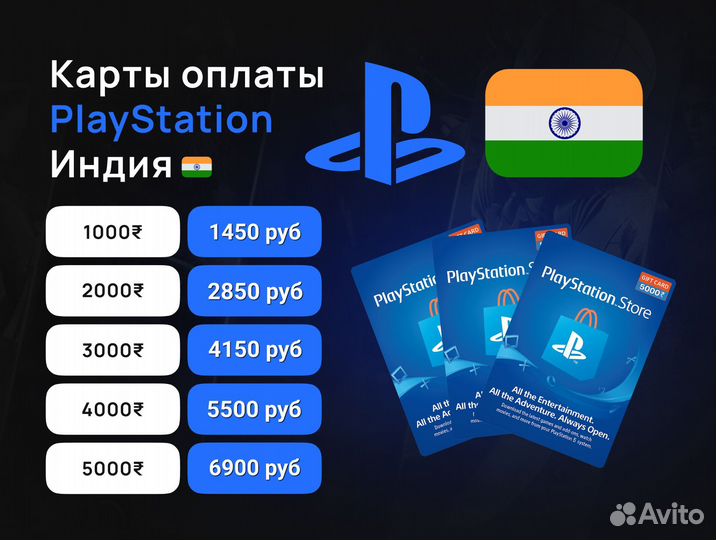 Пополнение кошелька PlayStation Индия /PSN Индия