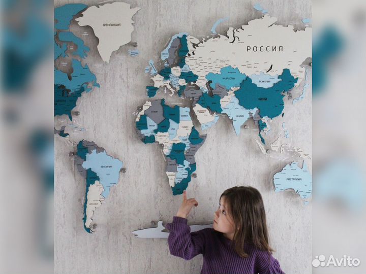 Карта мира из дерева