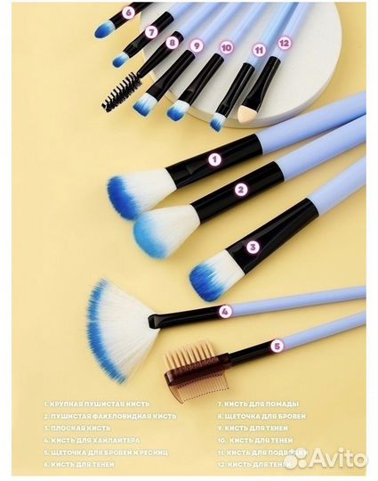Набор кистей для макияжа в тубусе