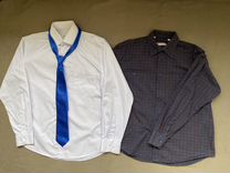 Рубашка белая мужская + рубашка 50 и галстук пакет