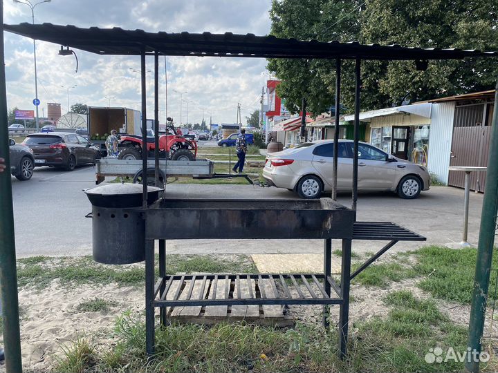 Мангал с печью под казан и крышей разборный