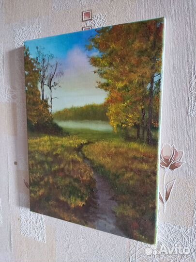 Картина маслом на холсте пейзаж осень