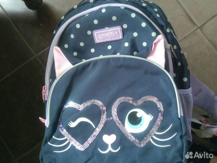 Портфель для девочки в школу с принтом кошки