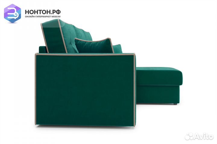 Диван угловой дельфин Леон изумрудный