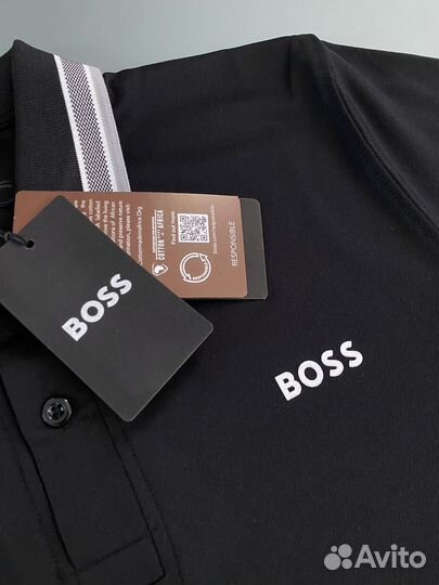 Поло мужское boss черное