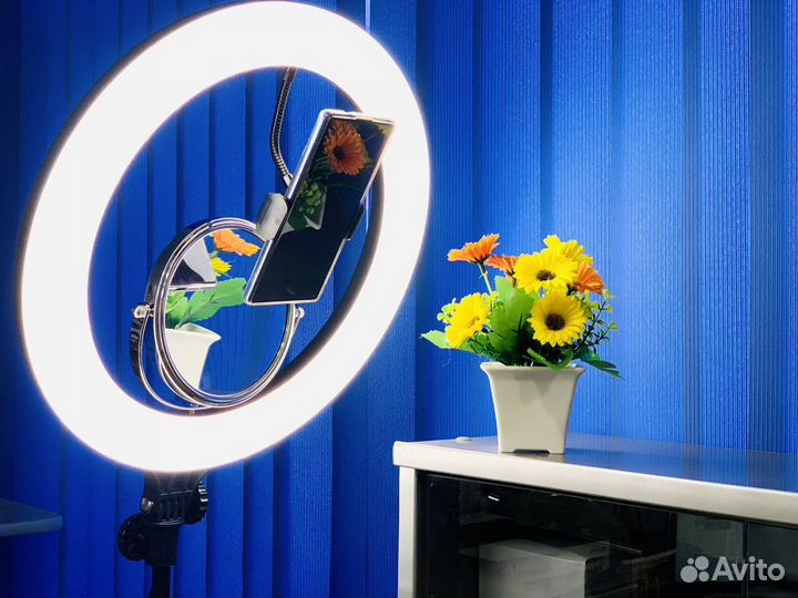 Кольцевая лампа 38см LC-16 с зеркалом