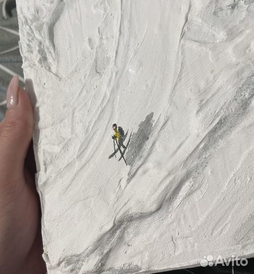 Картина интерьерная текстурная лыжники