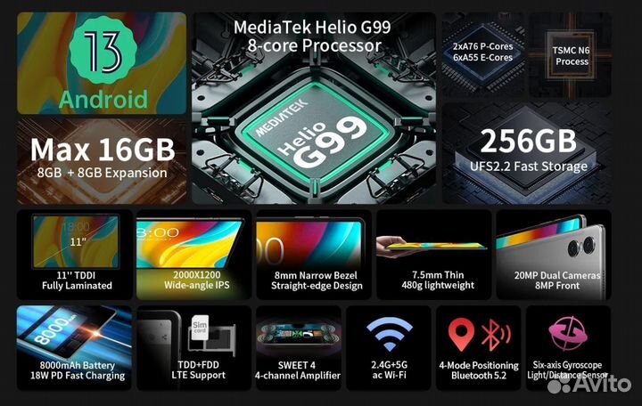 Планшет Teclast T50 Pro 8/256Gb 11