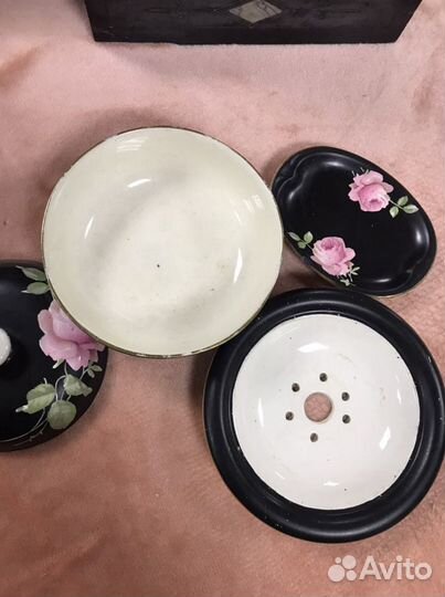 Антикварный набор. Шкатулка и тарелочка. Англия