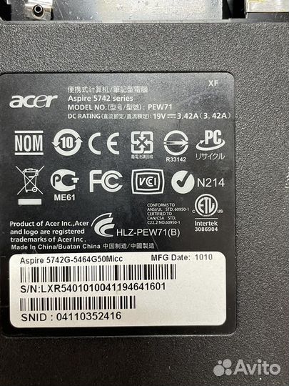 Acer 5742 в разбор