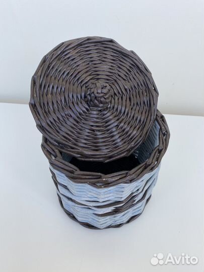 Корзина плетеная с крышкой ручная работа