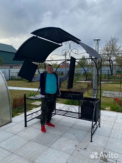 Мангал с печкой и крышей