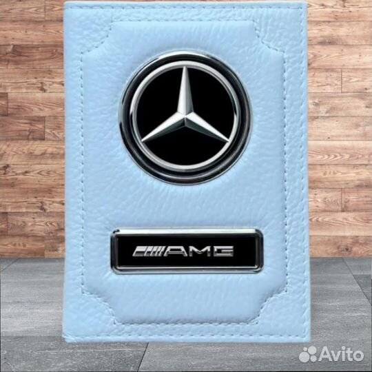 Обложка для автодокументов Mercedes AMG белая