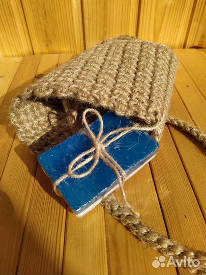 Мочалка ручной работы из джута с ручками