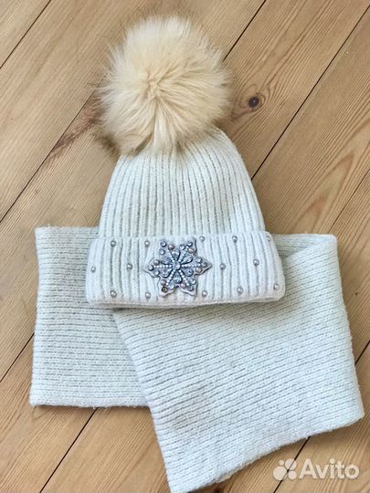 Шапка и снуд для девочки 5-8 лет