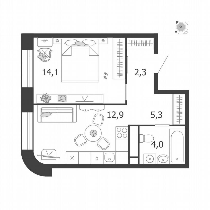1-к. квартира, 38,6 м², 9/11 эт.