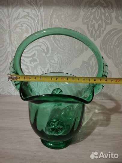Конфетница СССР зелёное стекло