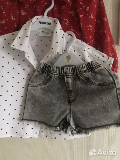 Платье Next, рубашка и шорты джинсовые