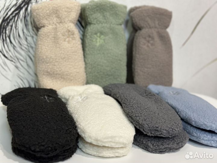 Варежки /перчатки под барашка / букле разные цвета