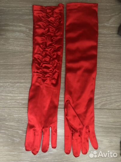 Перчатки красные шелковые