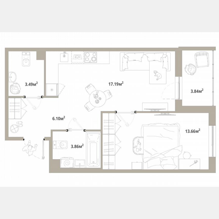 1-к. квартира, 46,2 м², 2/12 эт.