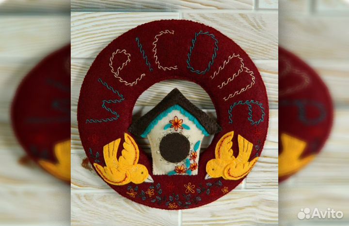 Декоративное панно из фетра Welcome Ручная работа