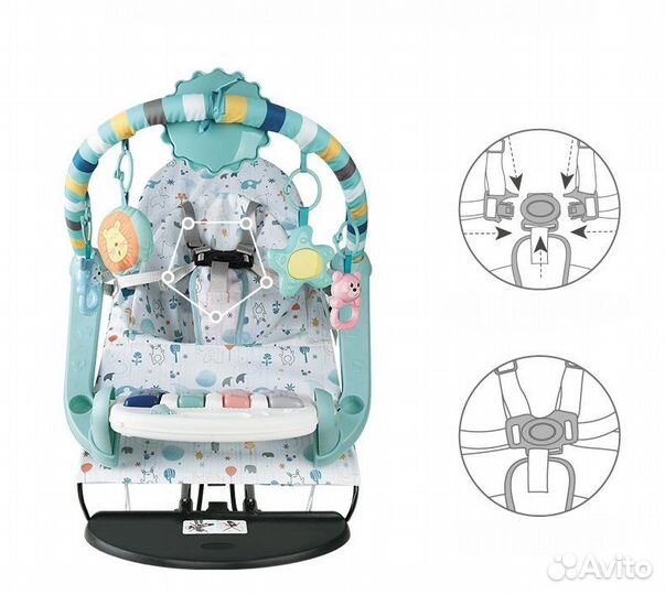 Шезлонг музыкальный детский 3 в 1