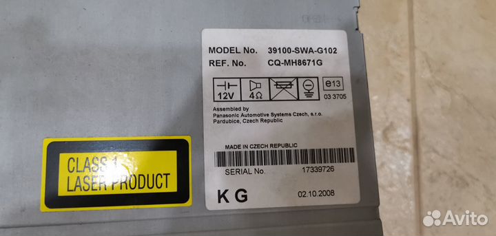 Штатная магнитола Honda CR-V 2007-2009