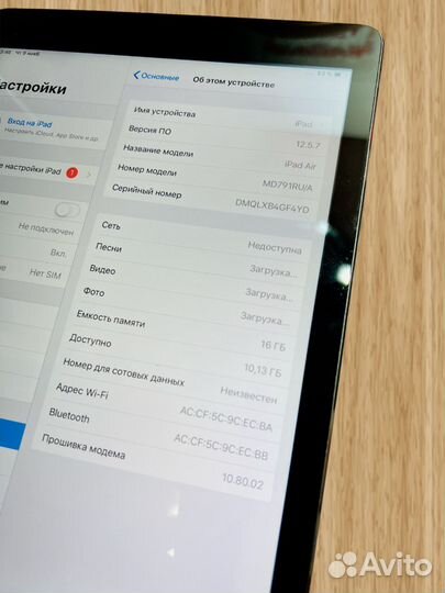 Apple iPad Air 16gb wi fi LTE