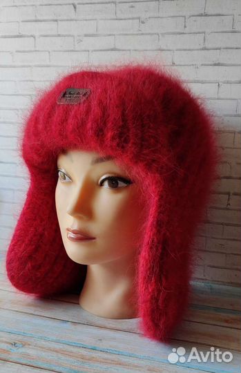 Шапка ушанка из ангоры в 6 нитей