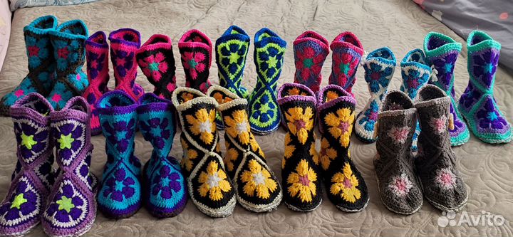 Домашние тапочки (носки) сапожки вязаные