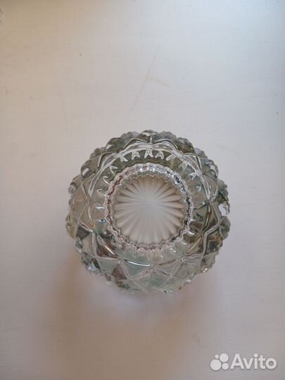 Солонка, винтажная, 60-е, хрусталь,в мельхиоре